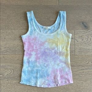 LoveShackFancy Pink and Yellow Fitted Sleeveless Tank Top